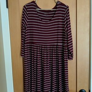 Striped Burgundy babydoll dress
